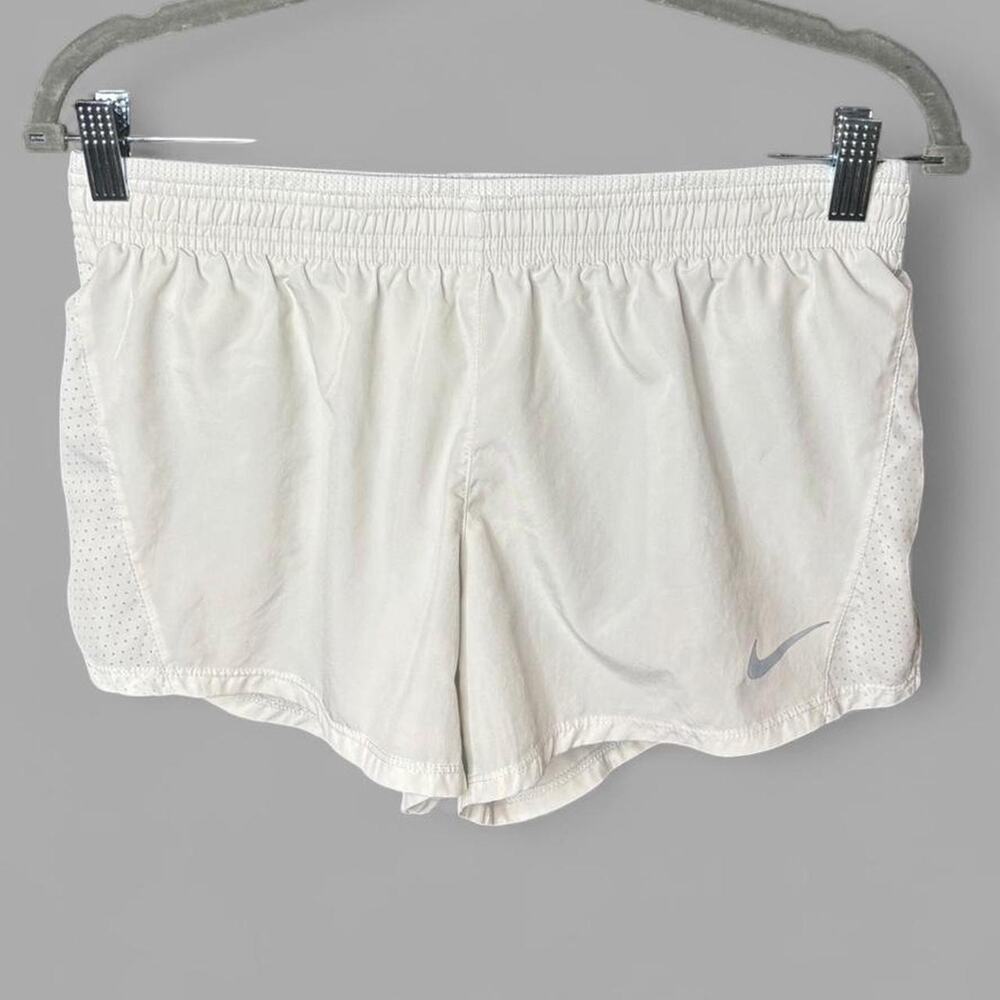 Nike Dri-FIT White Running Shorts Size Medium M Brief Lined Mesh Athletic